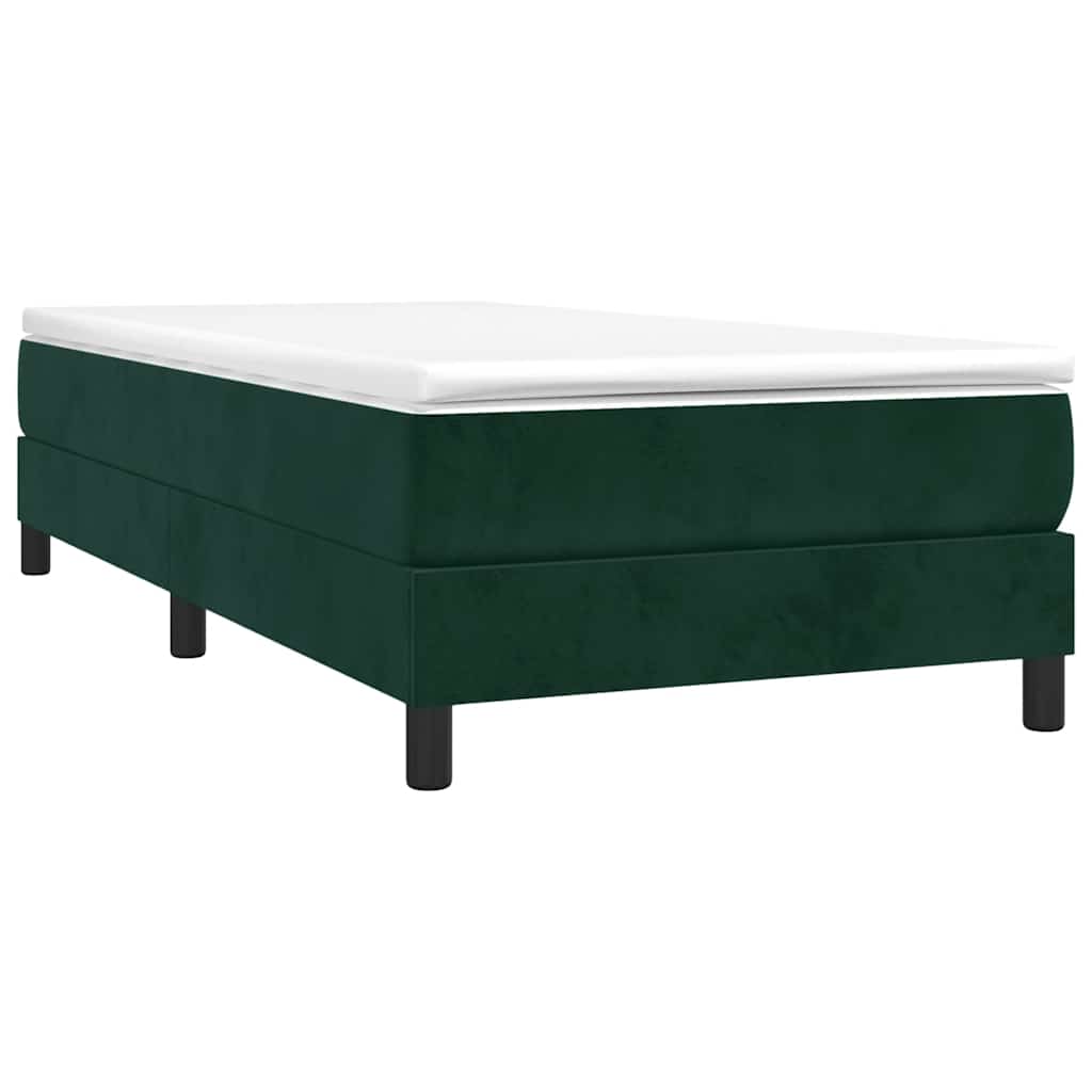 Cama boxspring com colchão 120x200 cm veludo verde-escuro