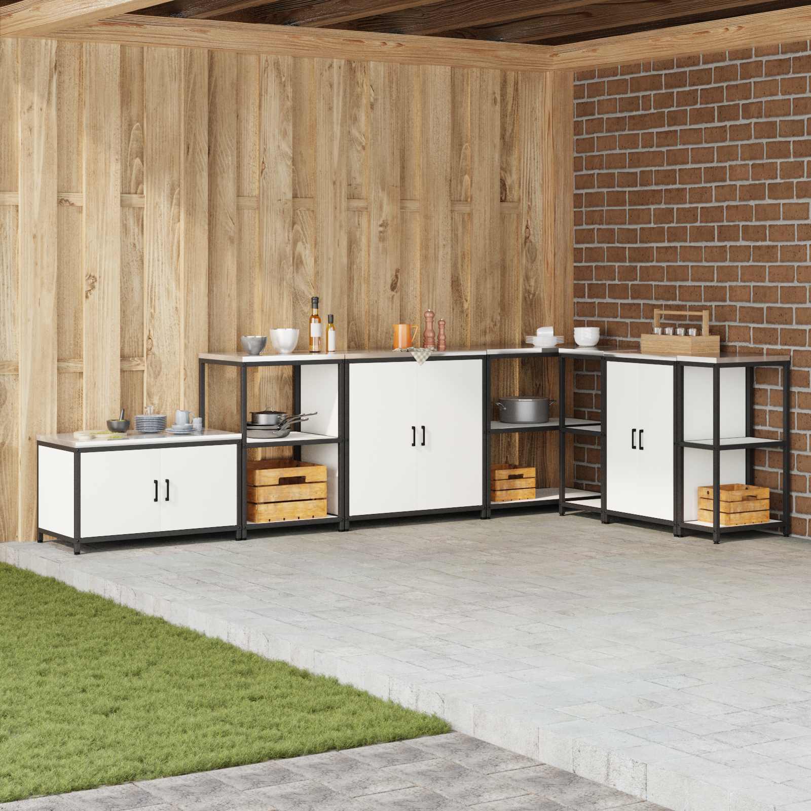 Armário de armazenamento para cozinha hattem branco aço
