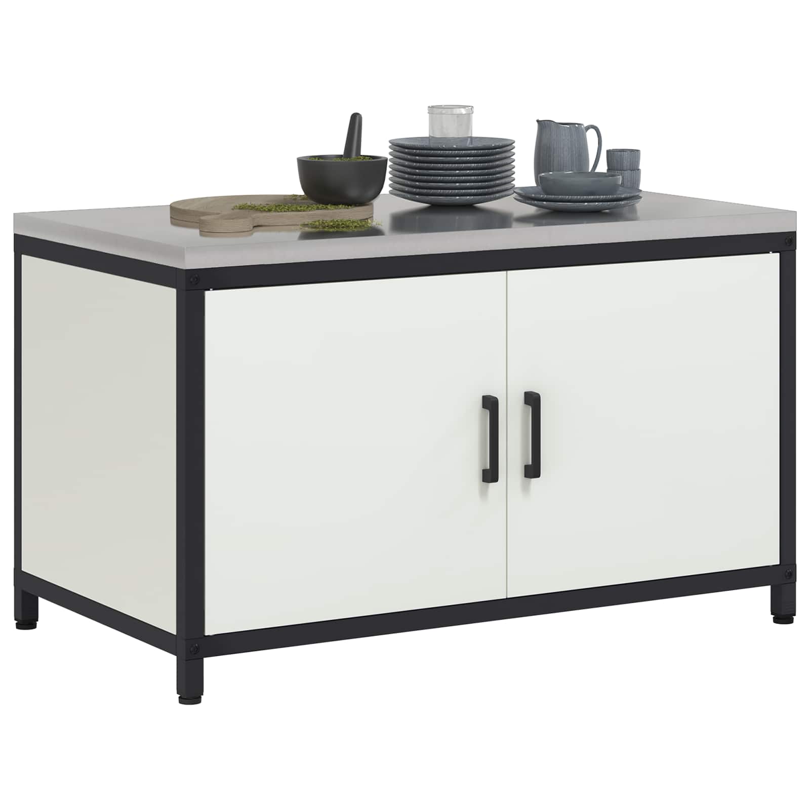 Armário de armazenamento para cozinha hattem branco aço