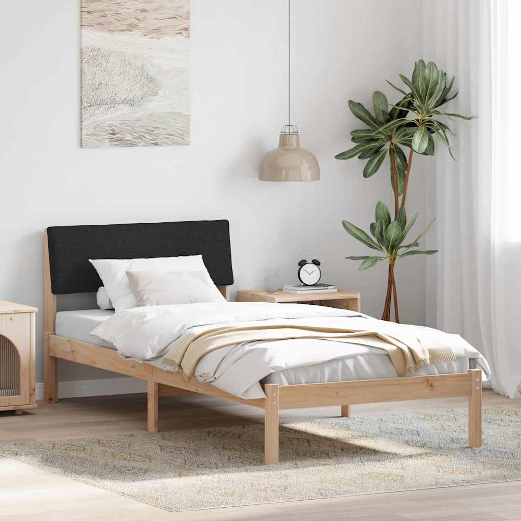 Estrutura da cama com cabeceira castanho e preto 100 x 200 cm