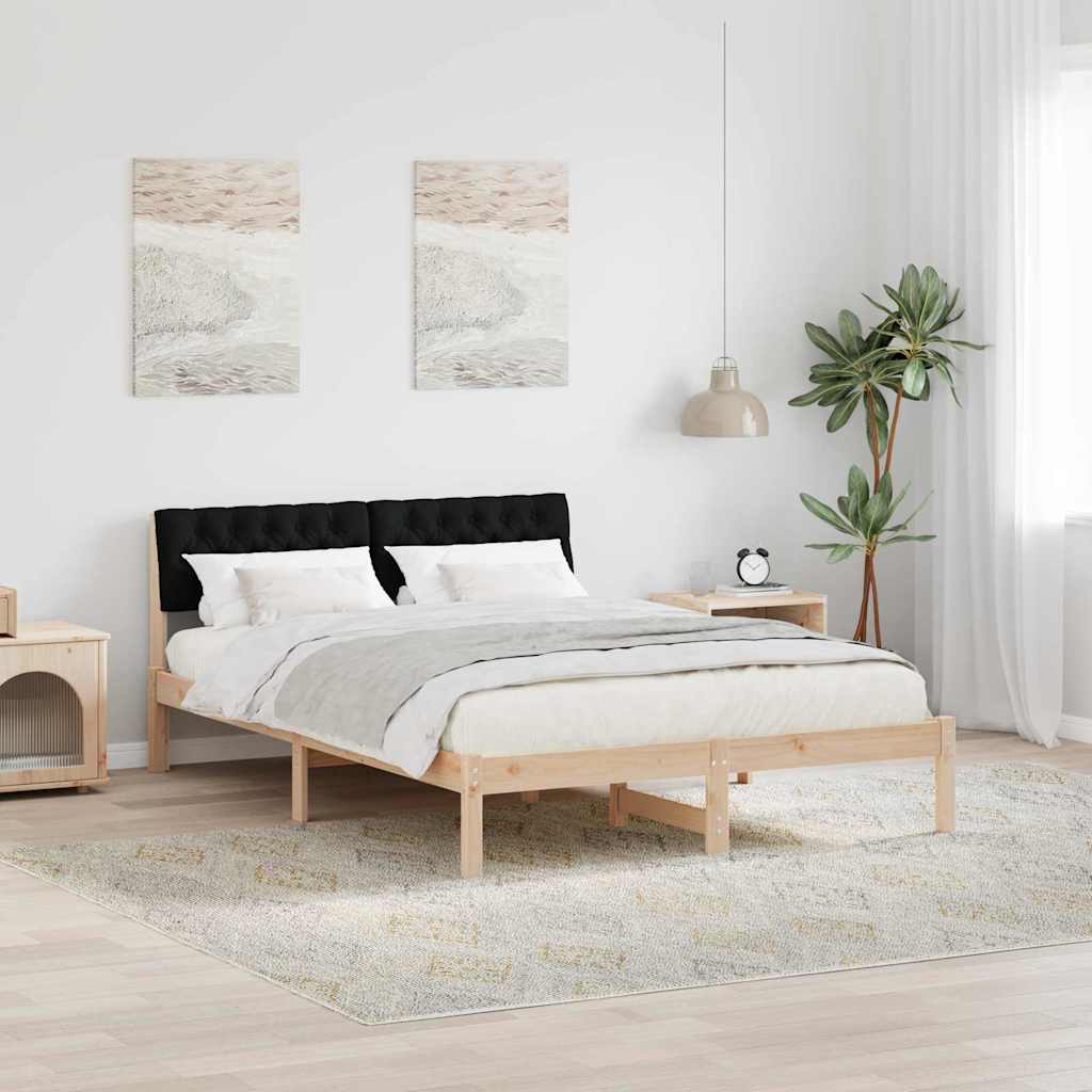 Estrutura da cama com cabeceira castanho e preto 140 x 190 cm