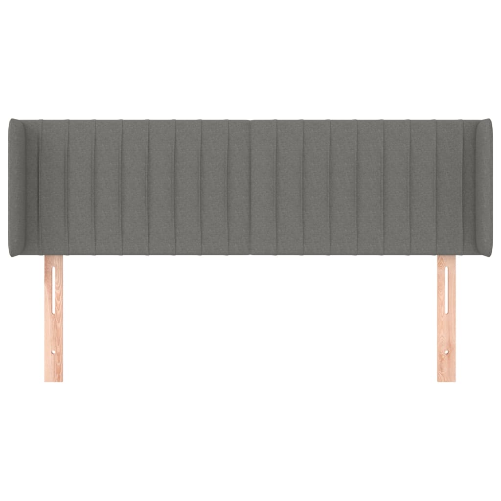Cabeceira de cama c/ abas tecido 147x16x78/88cm cinzento-escuro