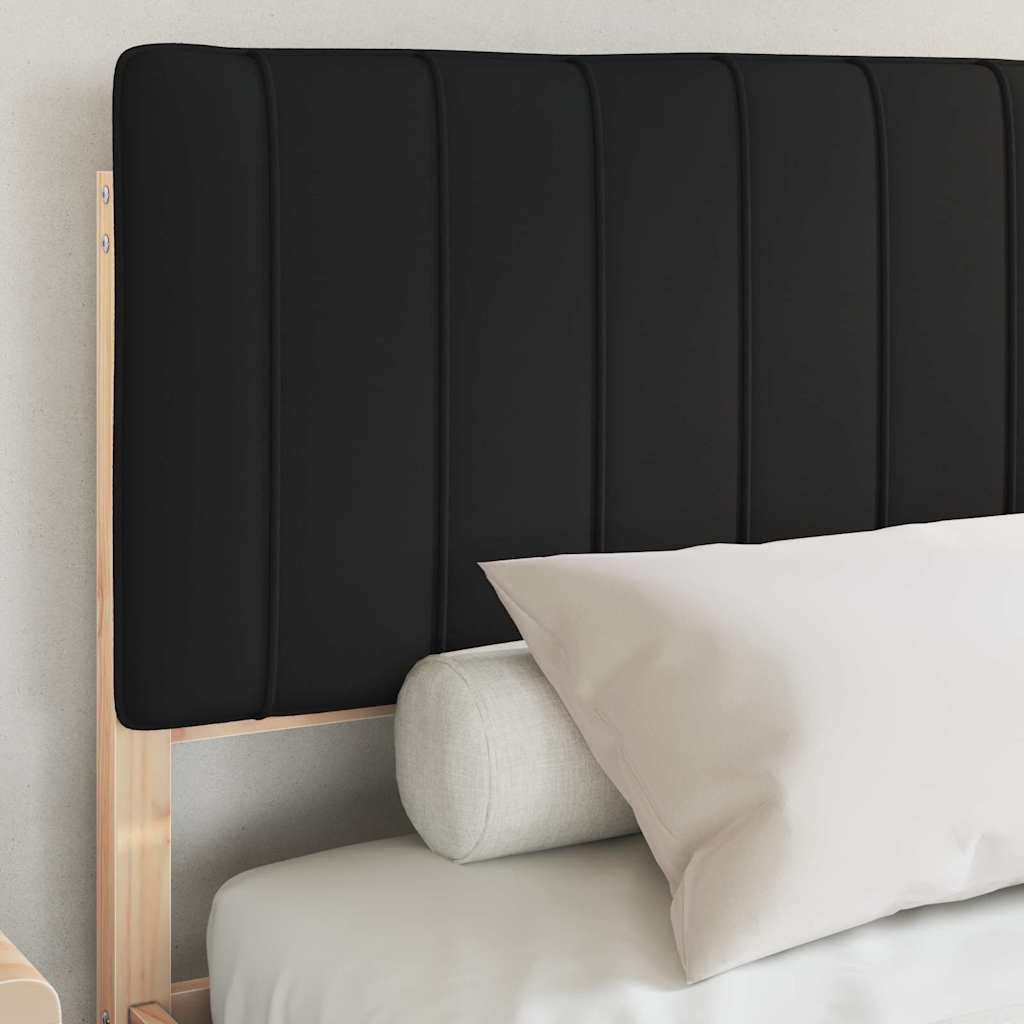 Estrutura de cama com cabeceira estofada preto 150 x 200 cm