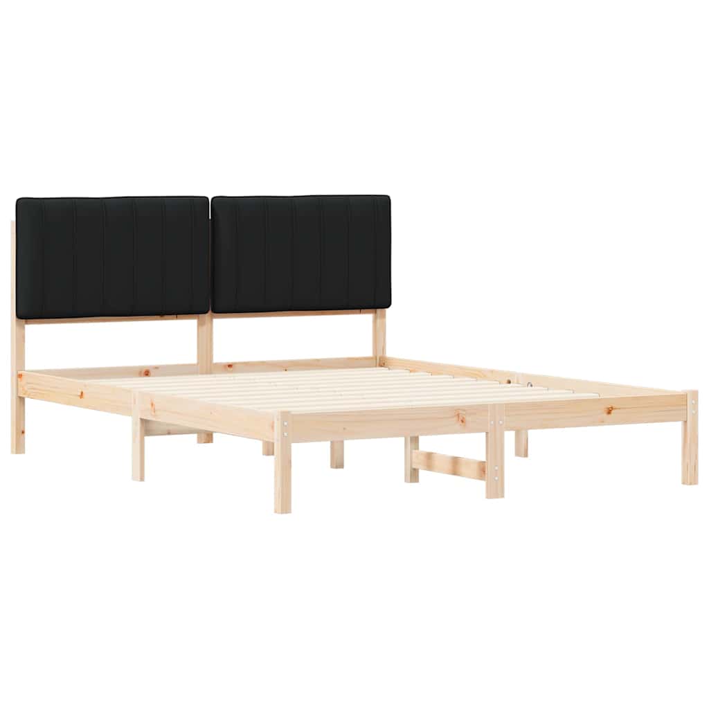 Estrutura de cama com cabeceira estofada preto 150 x 200 cm