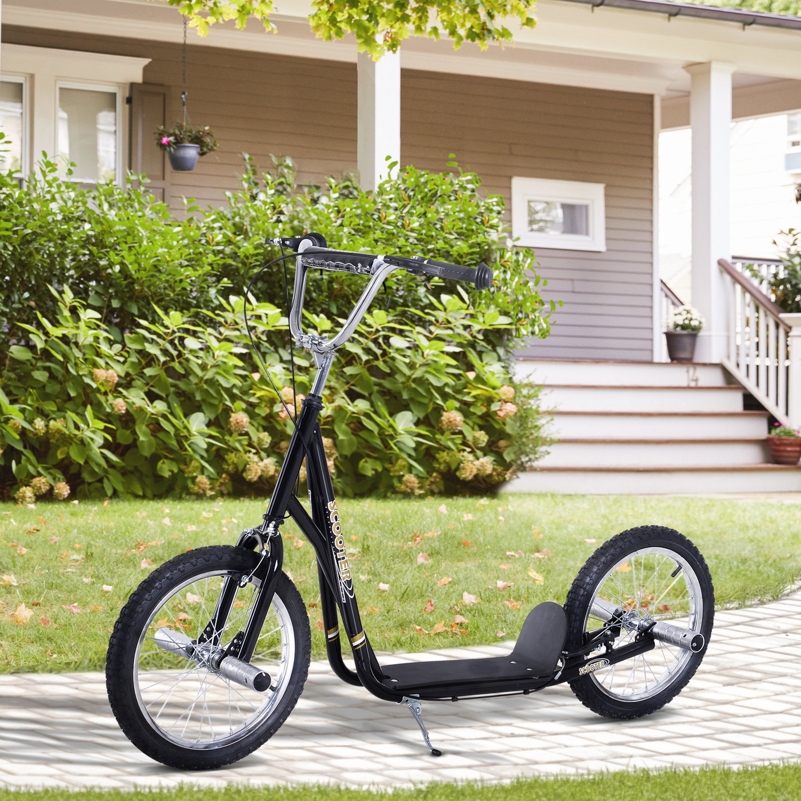Trotinete para Crianças acima de 5 anos Scooter de 2 Rodas Grandes Insufláveis de 16 Polegadas com Freios e Guidão Ajustável em