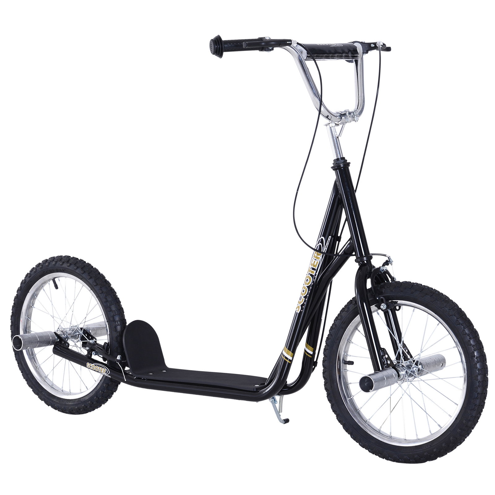 Trotinete para Crianças acima de 5 anos Scooter de 2 Rodas Grandes Insufláveis de 16 Polegadas com Freios e Guidão Ajustável em