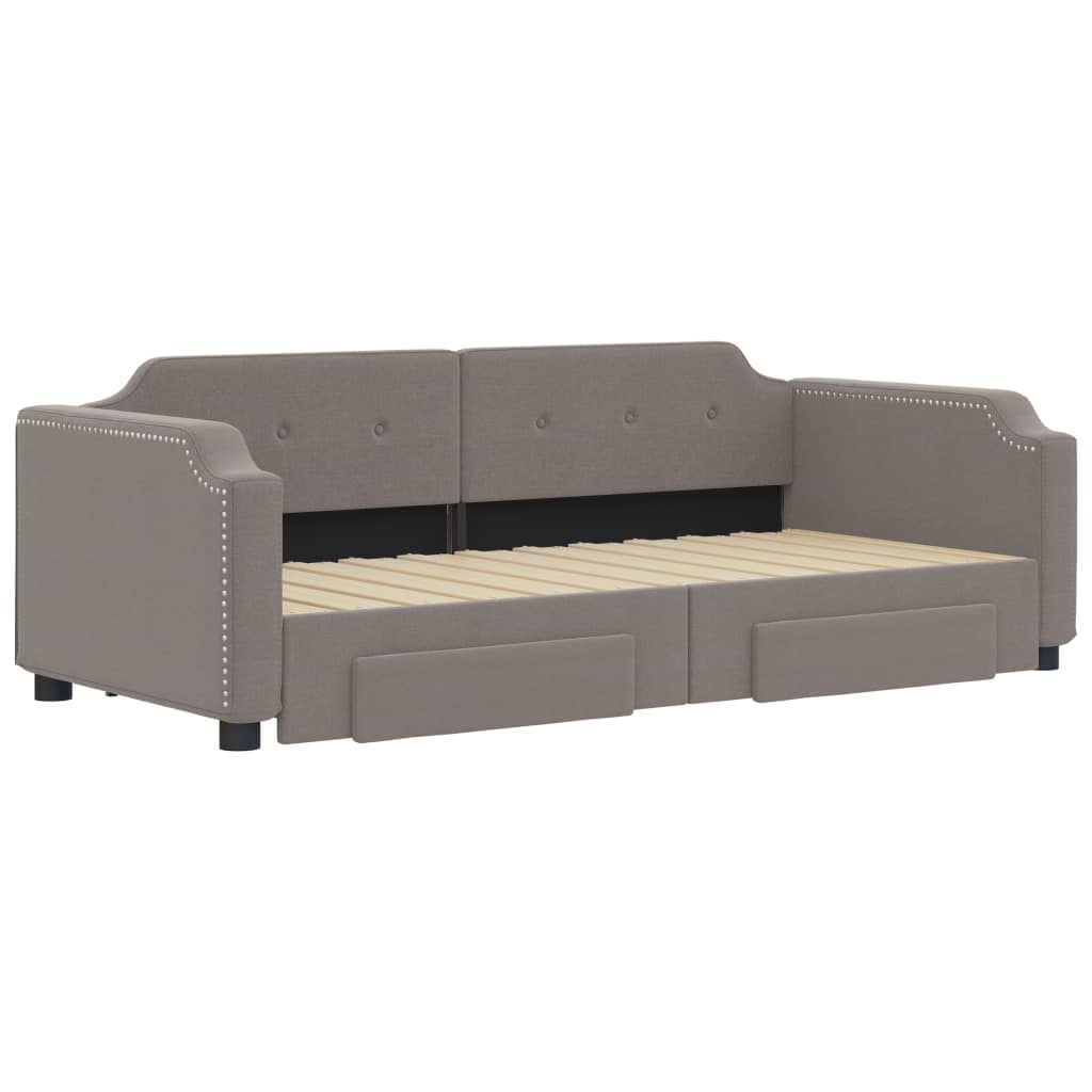 Sofá-cama c/ gavetão/gavetas 100x200cm tecido cinza-acastanhado