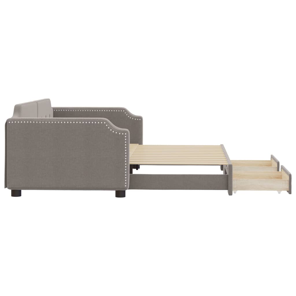 Sofá-cama c/ gavetão/gavetas 100x200cm tecido cinza-acastanhado