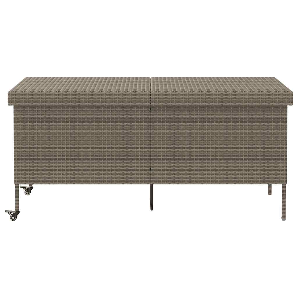 Caixa de arrumação com rodas 160x55x75 cm vime PE cinzento