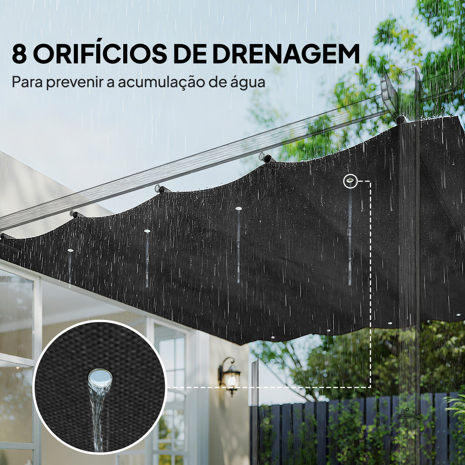 Cobertura para pérgola retrátil 286x245 cm teto de substituição para pérgola com proteção uv30+ para pérgola de 3x2,15 cm cinza