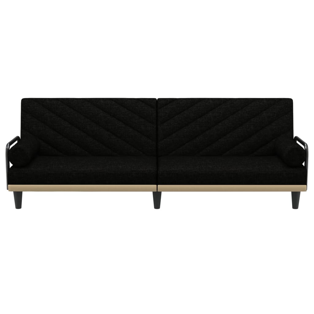 Sofá-cama com apoio de braços tecido preto
