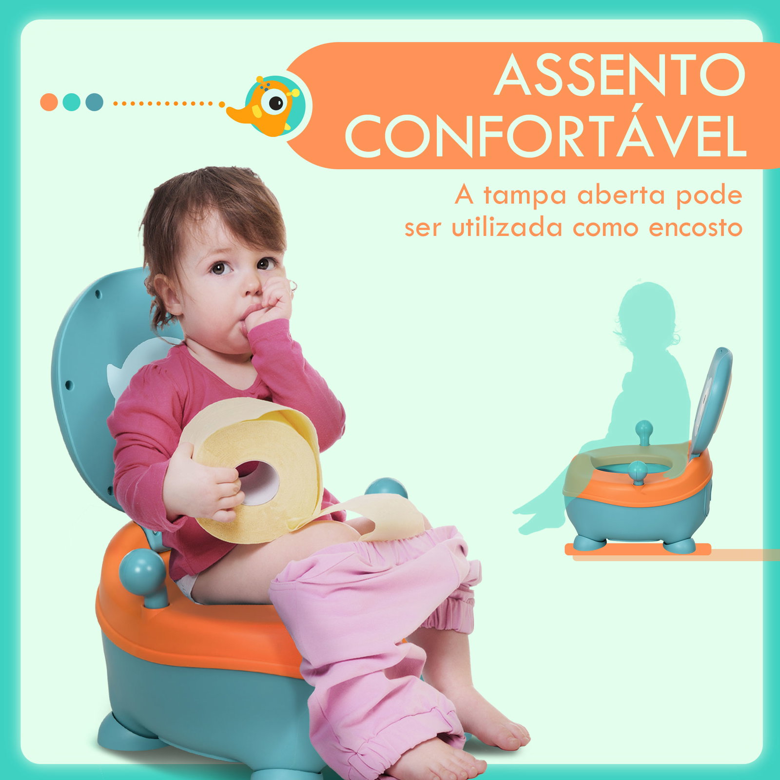 Bacio para bebé de 6-36 meses portátil em forma de alienígena com tampa e estrutura antiderrapante 35,6x35,7x22,2 cm azul