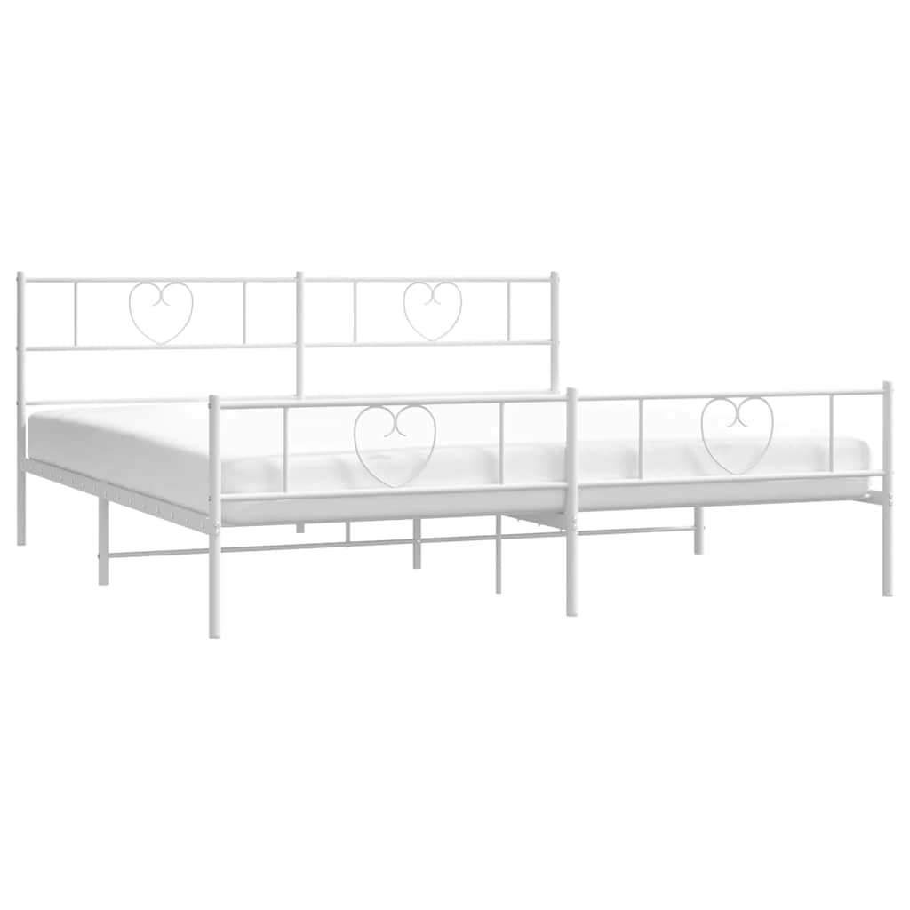 Estrutura de cama com cabeceira e pés 193x203 cm metal branco