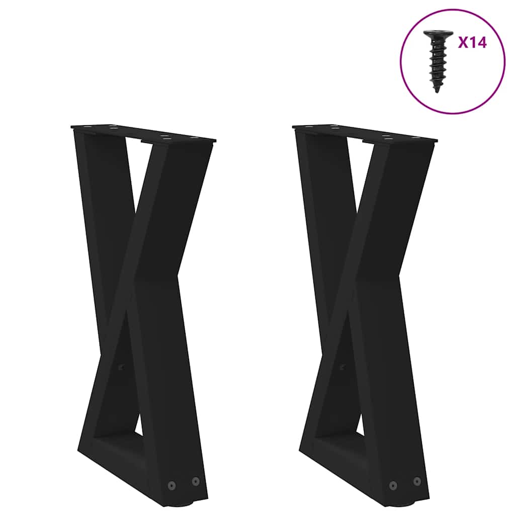 Pés para mesa de centro 2 peças preto 28x(42-43,3) cm aço