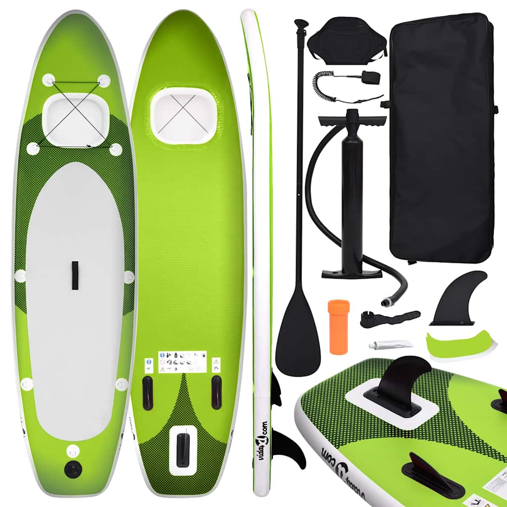 Conjunto prancha de paddle sup insuflável 360x81x10 cm verde