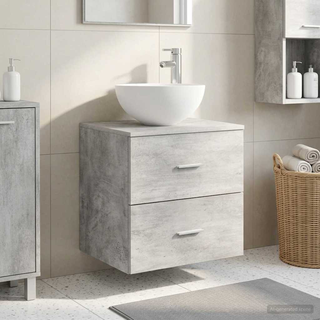 Vanidade com pia de parede cinzento cimento 49,5 x 35 x 63 cm