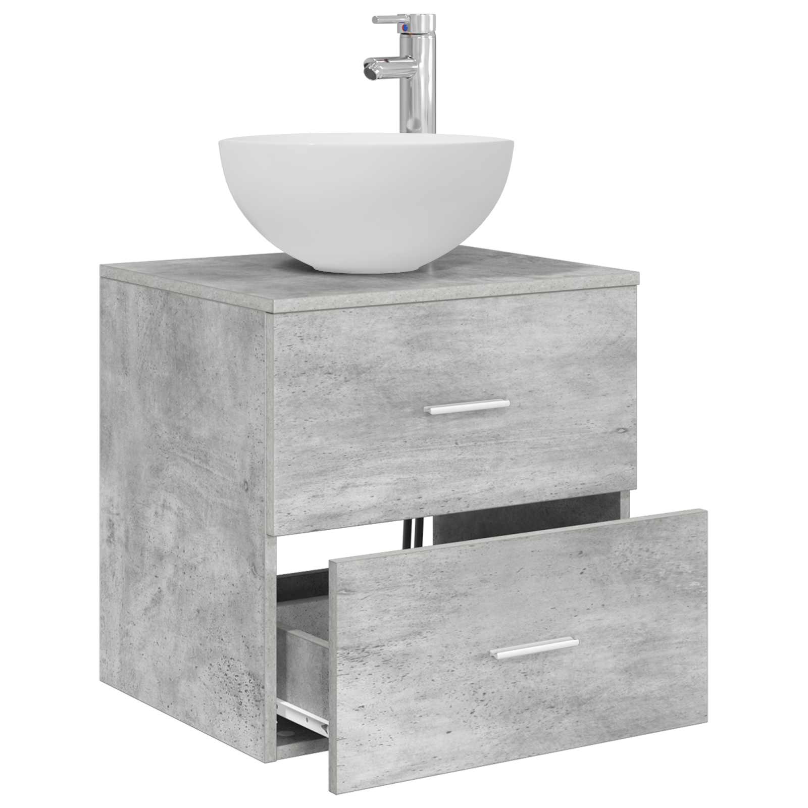 Vanidade com pia de parede cinzento cimento 49,5 x 35 x 63 cm