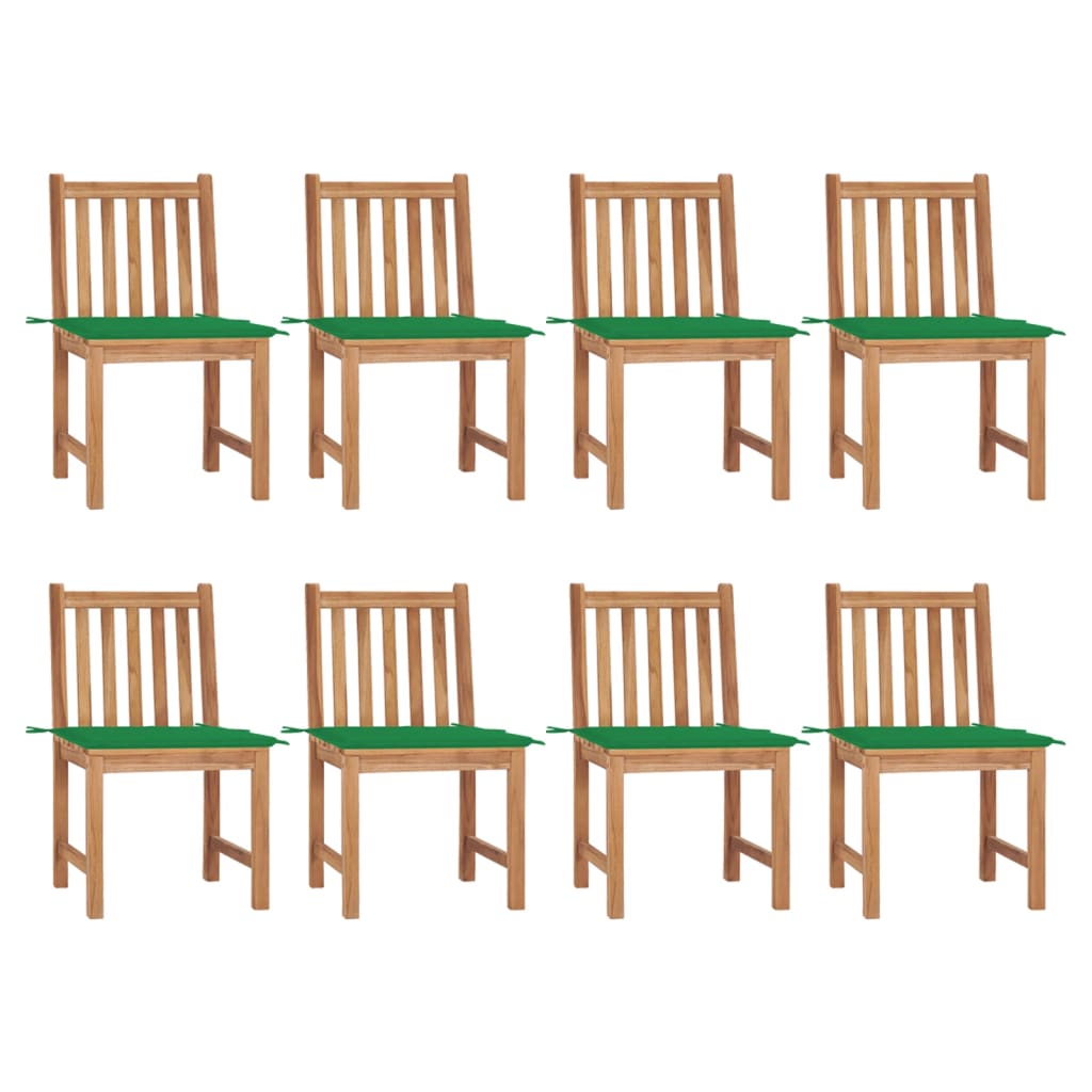 Cadeiras de jardim 8 pcs c/ almofadões madeira de teca maciça