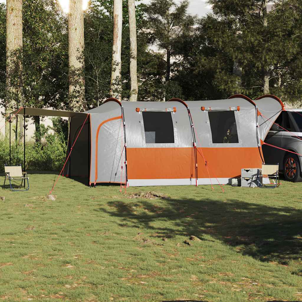 Tenda de campismo p/ 4 pessoas impermeável cinzento/laranja