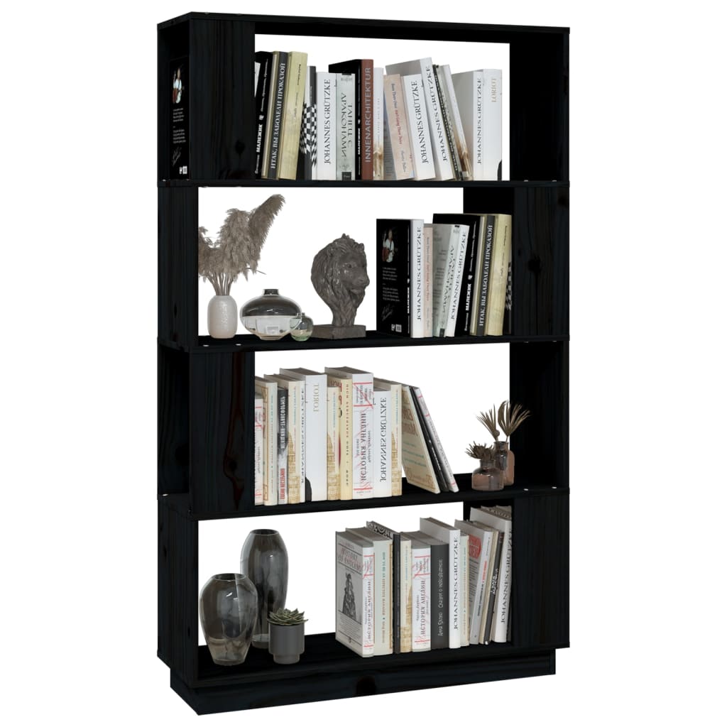 Estante/divisória 80x25x132 cm pinho maciço preto