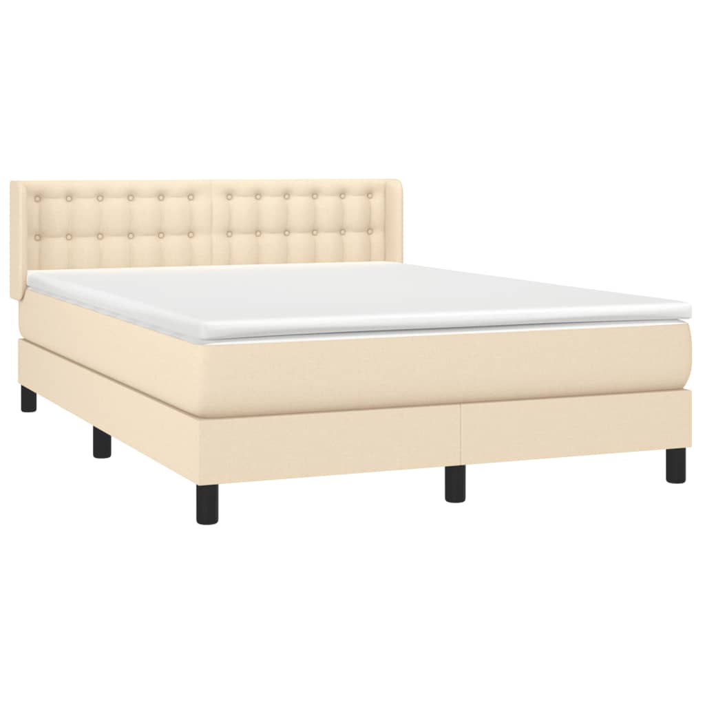 Cama com molas/colchão 140x190 cm tecido cor creme
