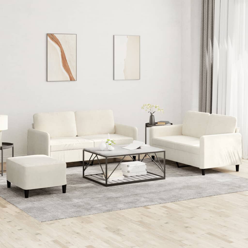 3 Pcs conjunto de sofás veludo cor creme