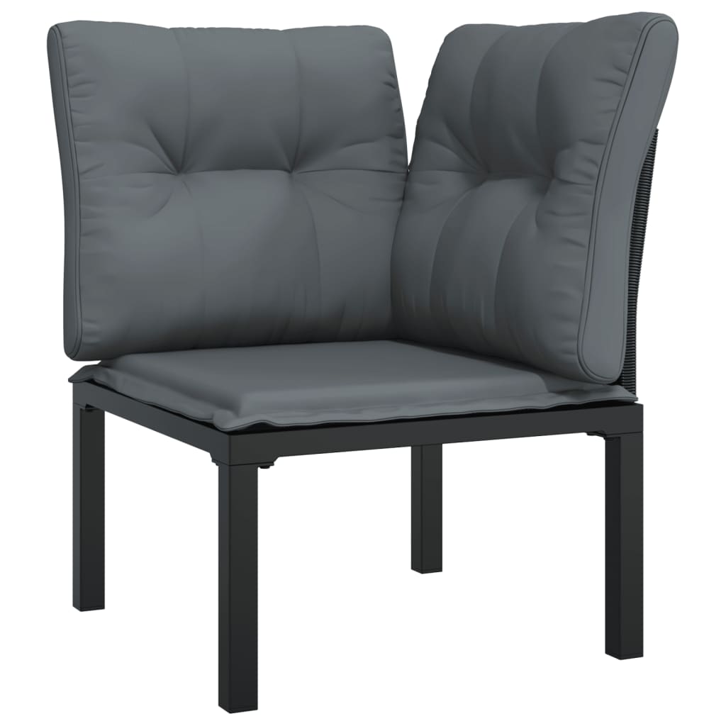 7 Pcs conjunto lounge de jardim vime PE preto e cinzento
