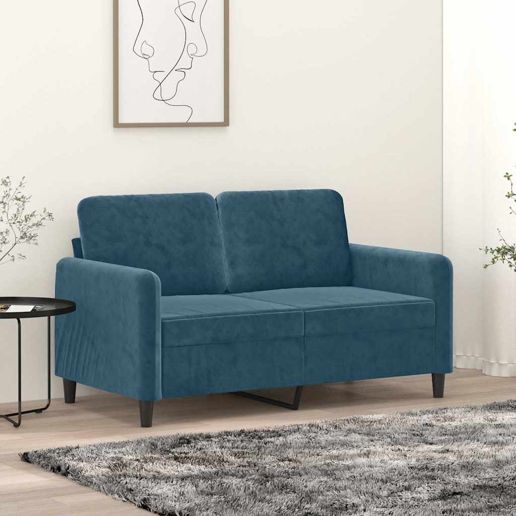 Sofá de 2 lugares veludo 120 cm azul