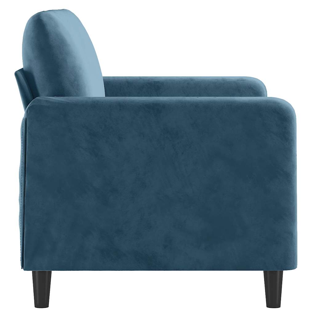 Sofá de 2 lugares veludo 120 cm azul