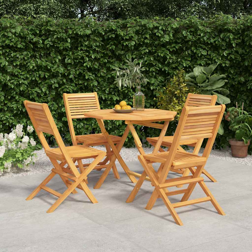 5 Pcs conjunto de jantar p/ jardim madeira de teca maciça
