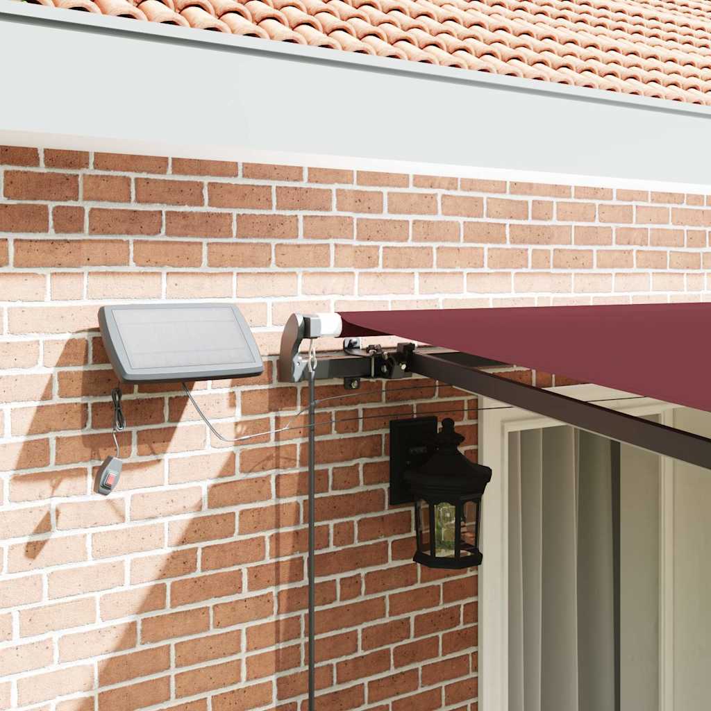 Toldo retrátil manual com luzes LED 400x300 cm bordô