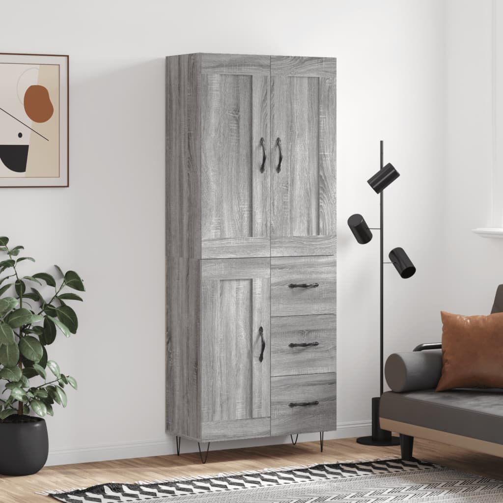 Armário alto 69,5x34x180 cm derivados de madeira sonoma cinza
