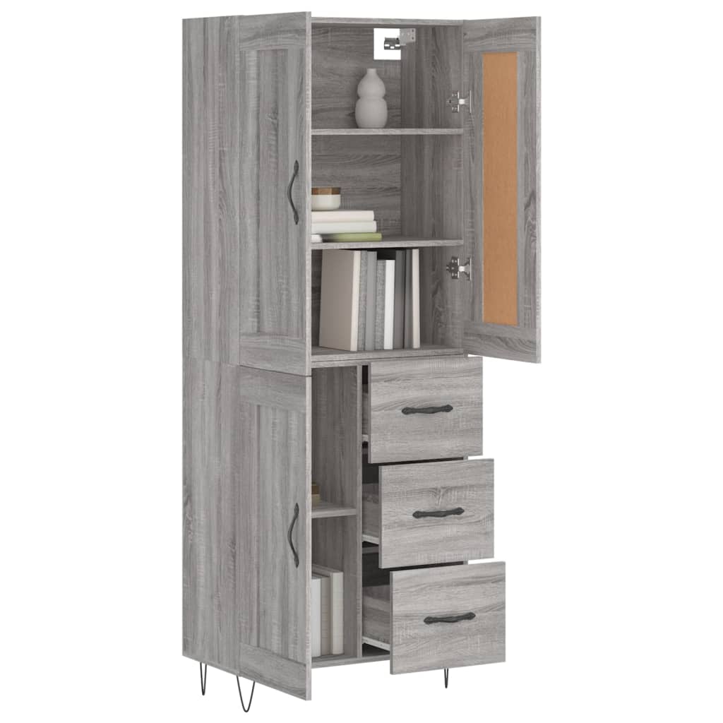 Armário alto 69,5x34x180 cm derivados de madeira sonoma cinza