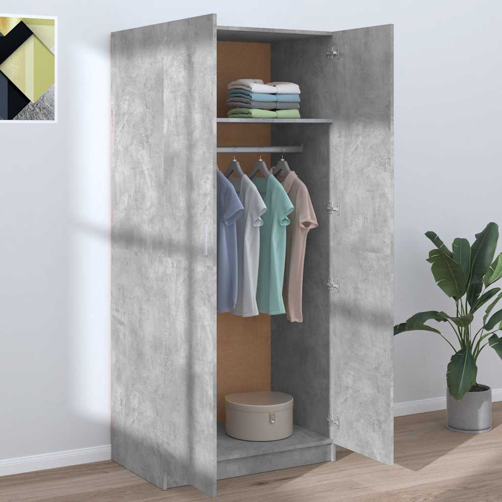 Roupeiro 80x52x180 cm derivados de madeira cinzento cimento