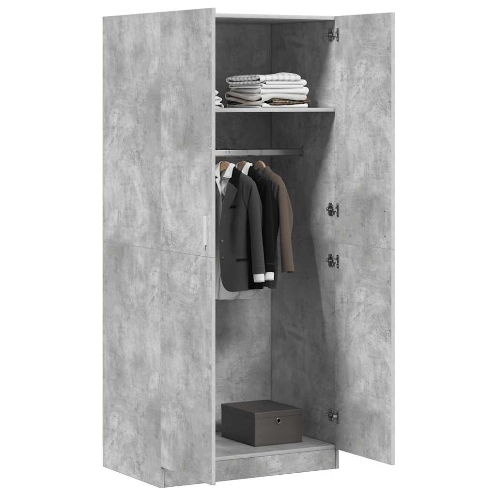 Roupeiro 80x52x180 cm derivados de madeira cinzento cimento
