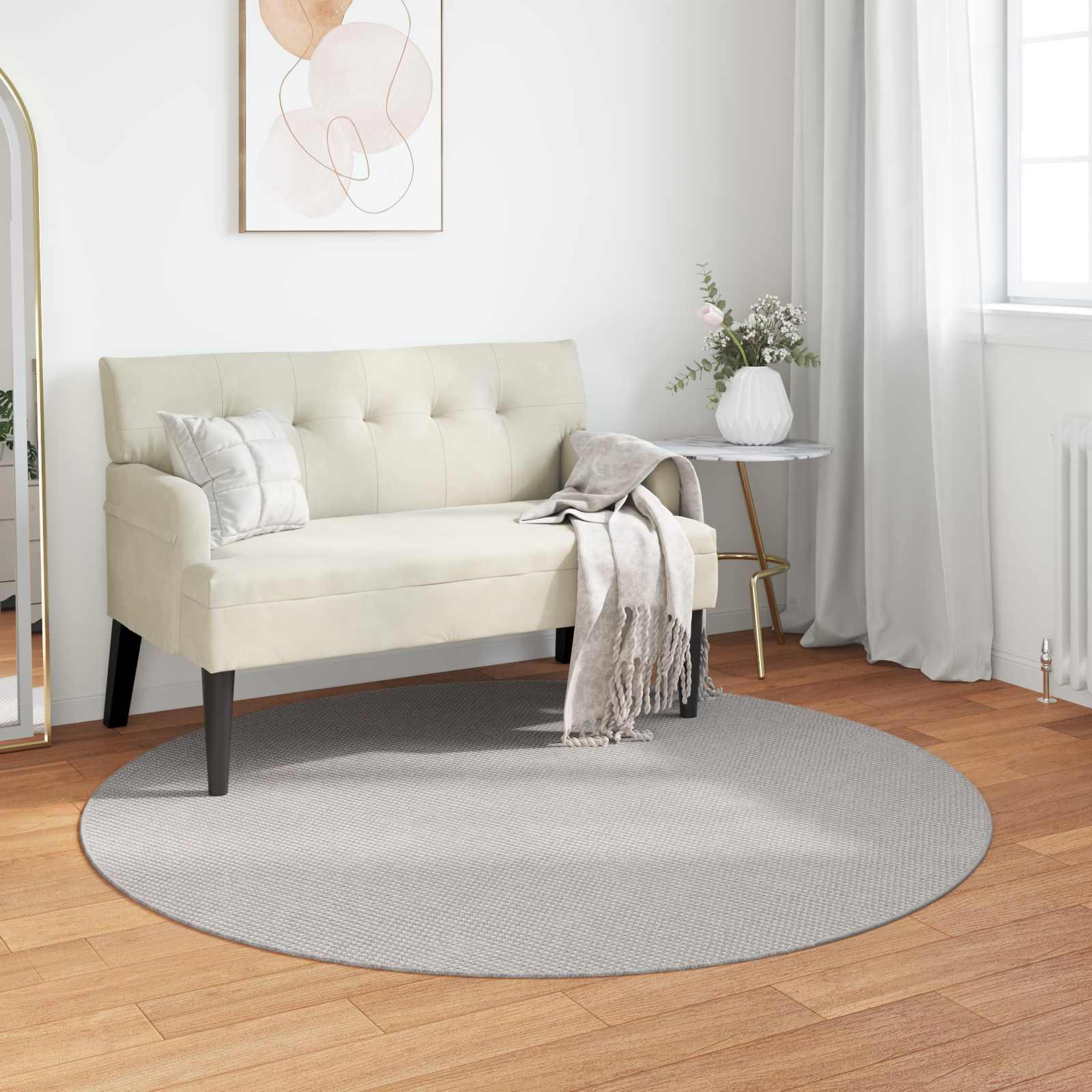 Tapetes de área redondo lugo creme e cinza ø 200 cm poliéster