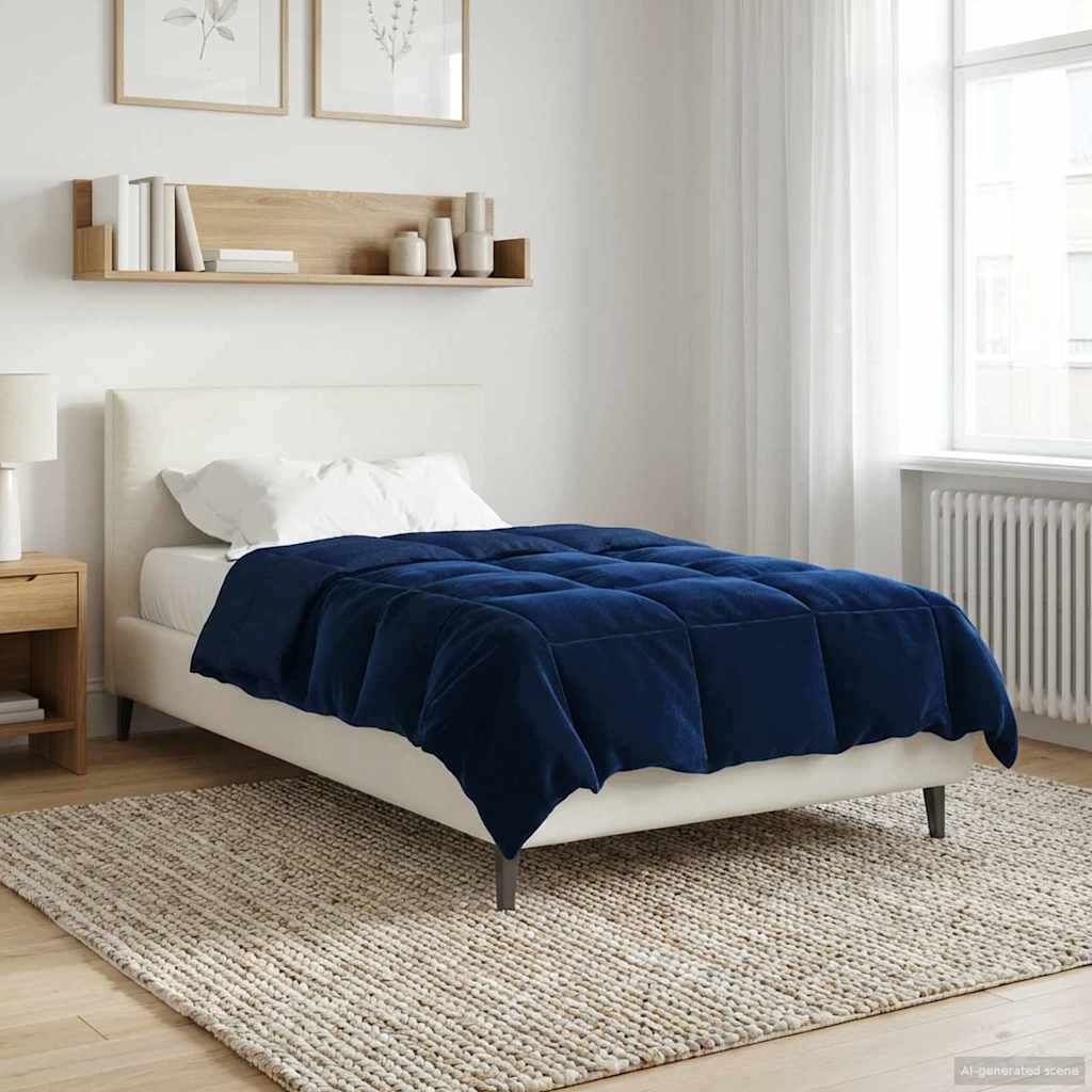 Duvet de ano inteiro azul escuro 140 x 220 cm microfibra
