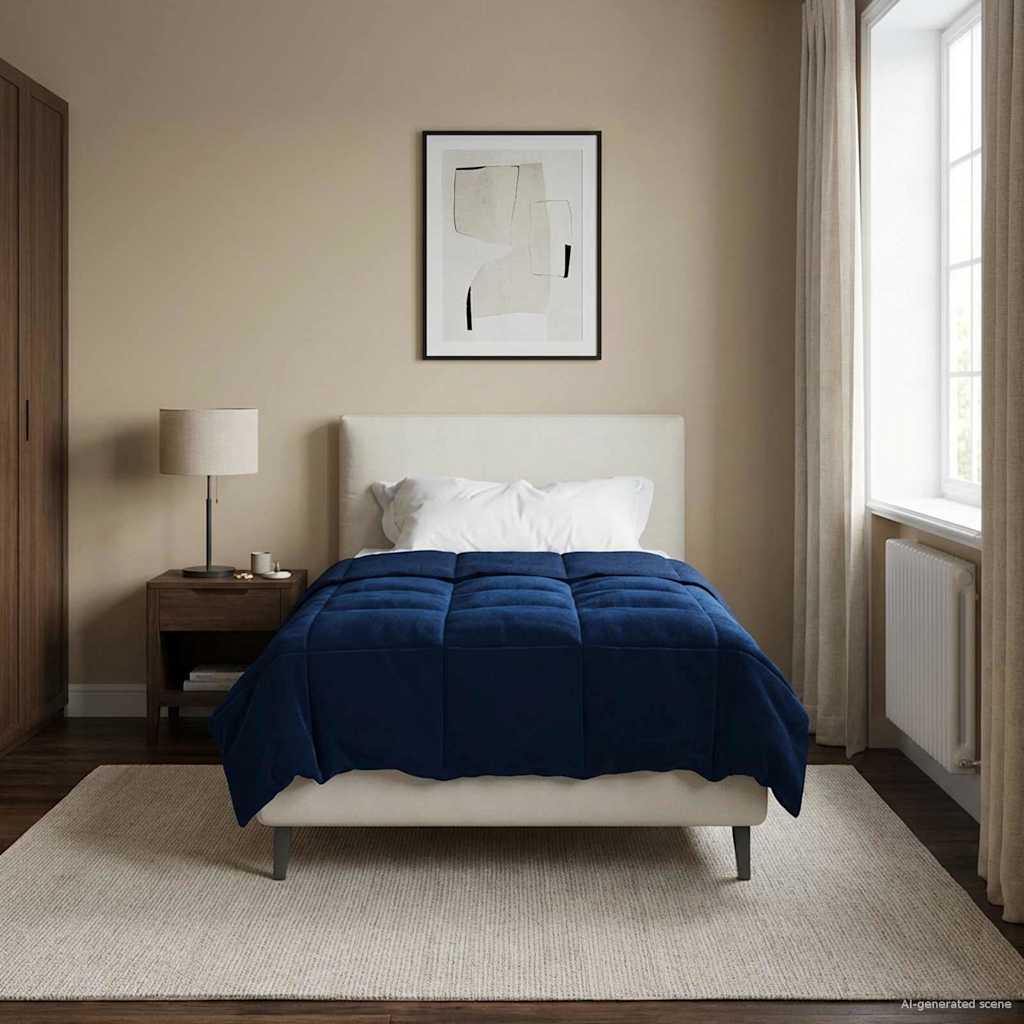 Duvet de ano inteiro azul escuro 140 x 220 cm microfibra