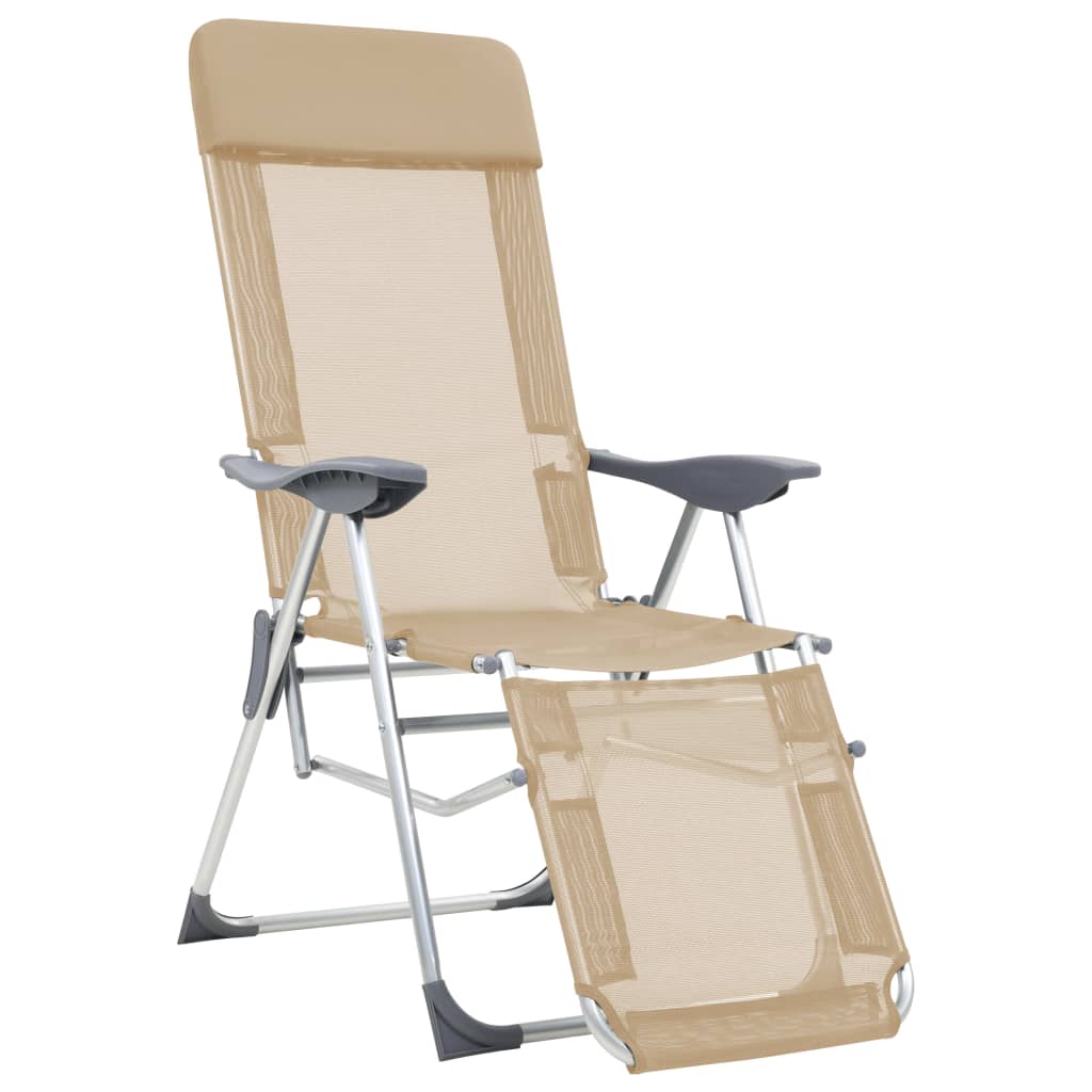 Cadeiras campismo dobráveis c/ apoios pés 2 pcs textilene creme