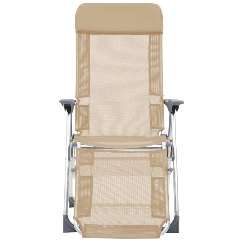 Cadeiras campismo dobráveis c/ apoios pés 2 pcs textilene creme