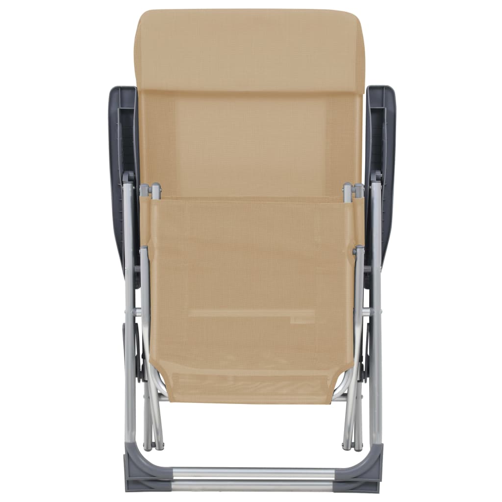 Cadeiras campismo dobráveis c/ apoios pés 2 pcs textilene creme