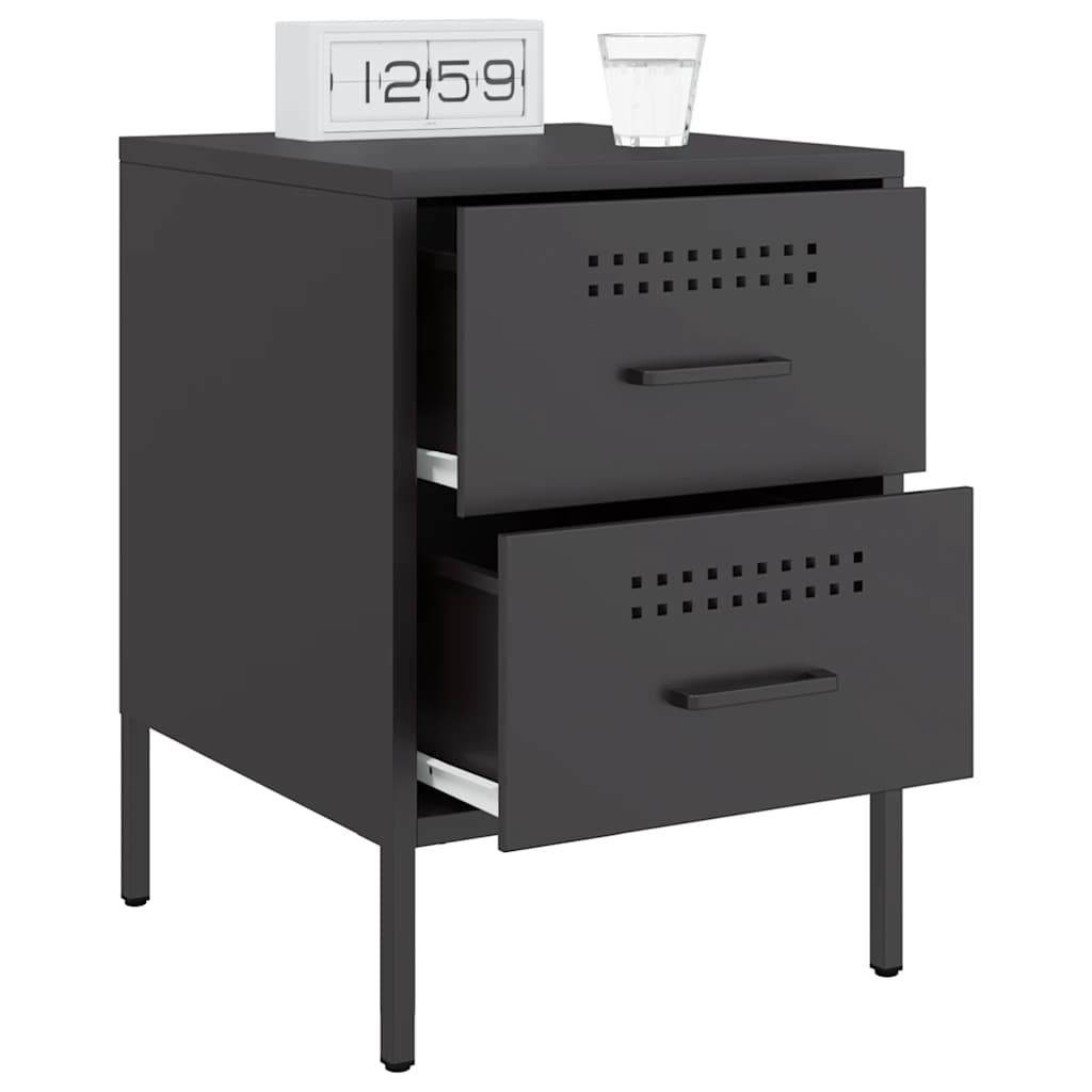 Mesas de cabeceira 2 pcs 36x39x50,5cm aço preto