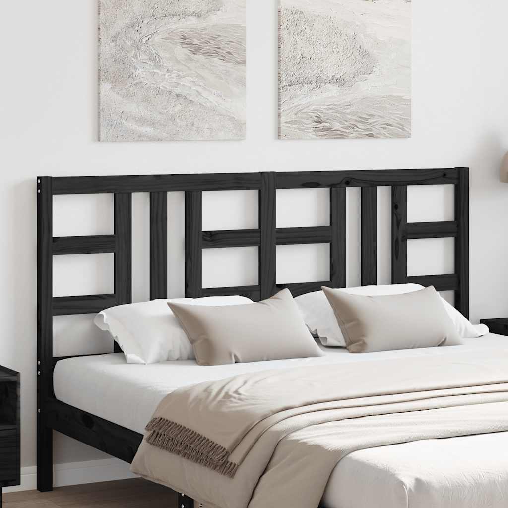 Cabeceira de cama 166x4x100 cm pinho maciço preto