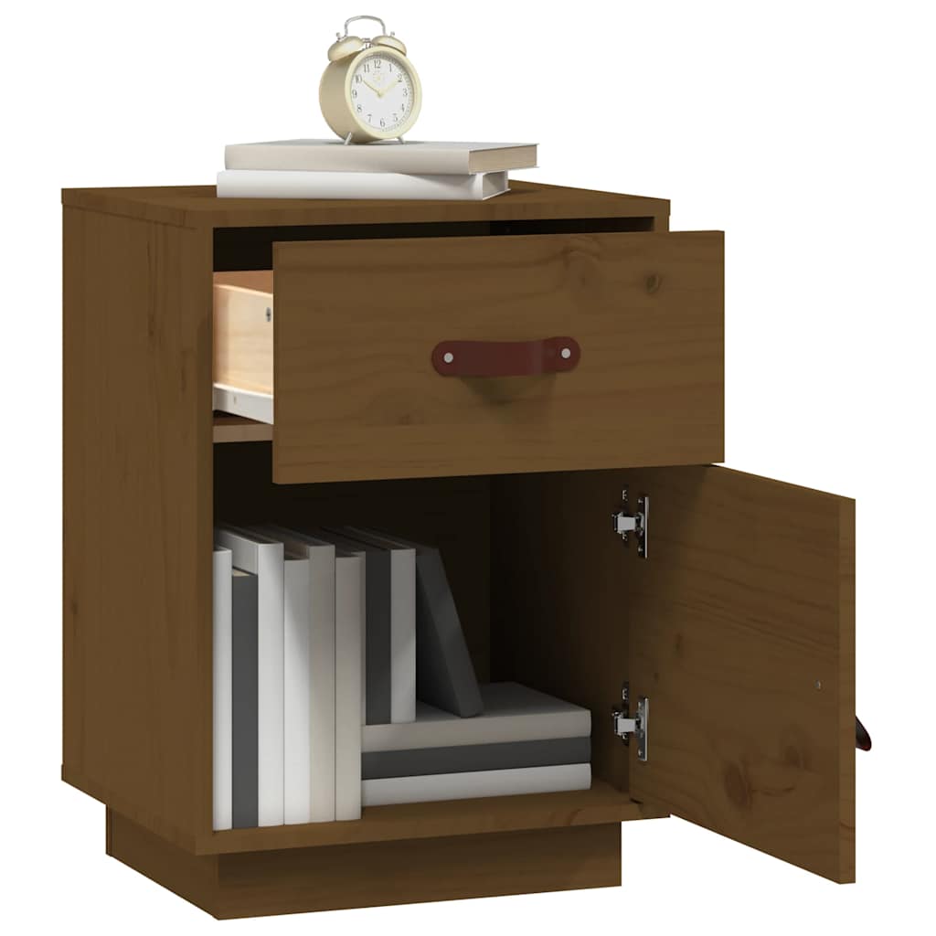 Mesa de cabeceira 40x34x55 cm pinho maciço castanho mel