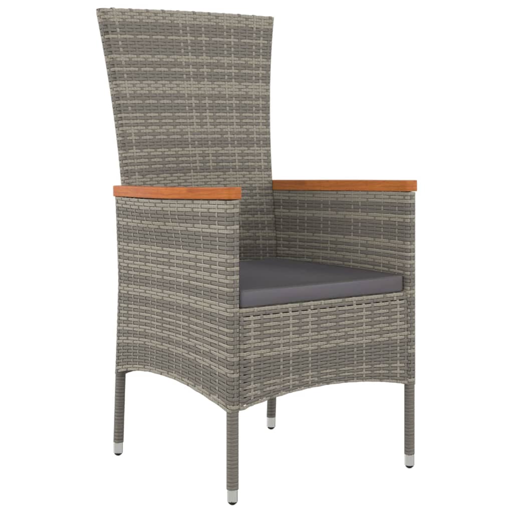 Cadeiras de jardim c/ almofadões 2 pcs vime PE cinzento
