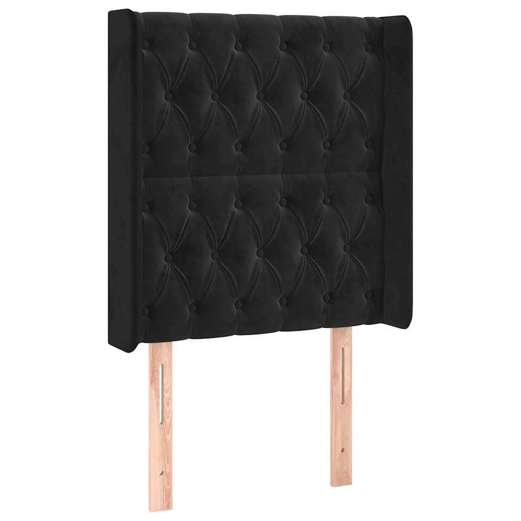 Cabeceira de cama c/ luzes LED veludo 83x16x118/128 cm preto