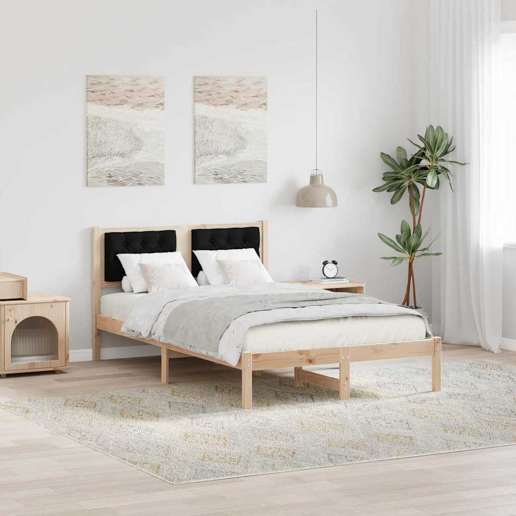 Estrutura da cama preto 135 x 190 cm madeira de pinheiro sólida