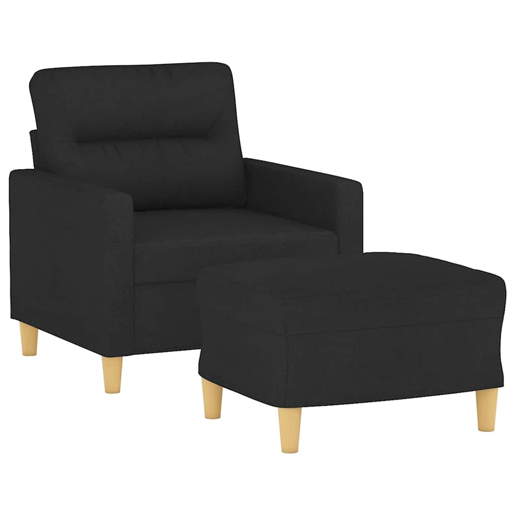 Poltrona com apoio de pés 60 cm tecido preto