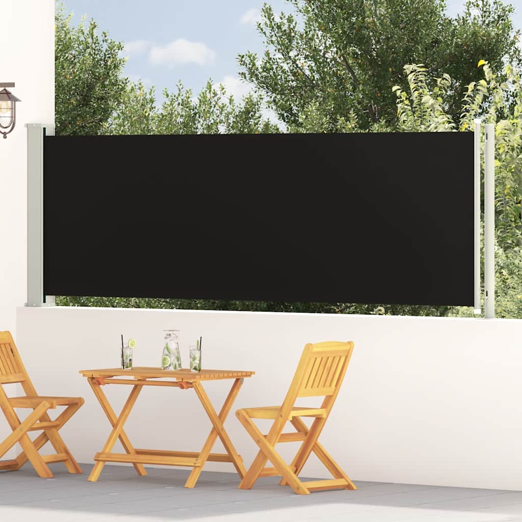 Toldo lateral retrátil para pátio 117x600 cm preto