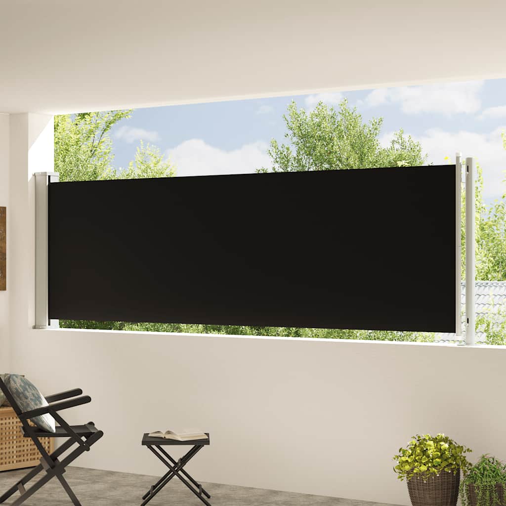 Toldo lateral retrátil para pátio 117x600 cm preto
